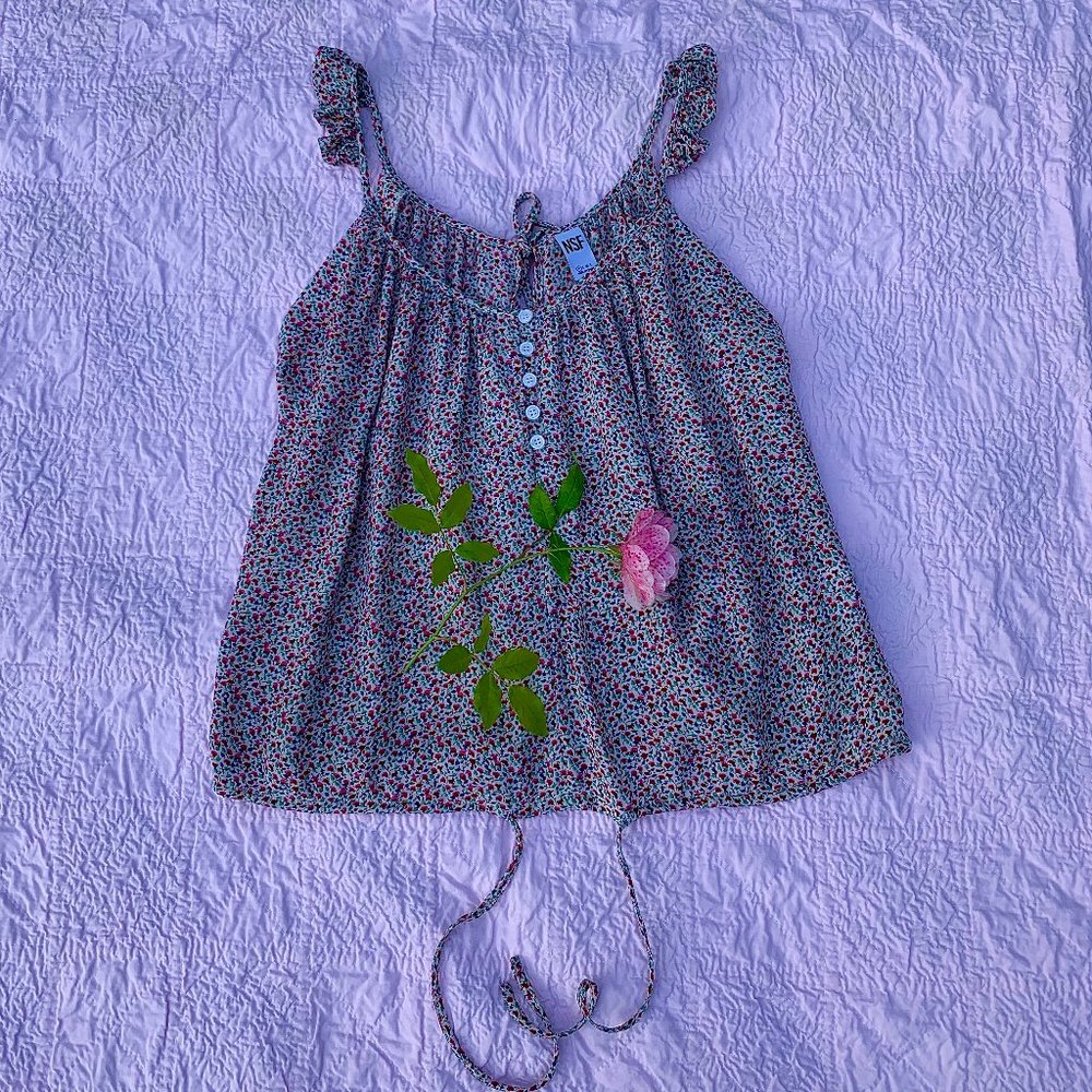 Nsf Silk Button Down Keyhole Tank Top - image 1